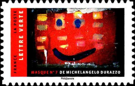 Stamp, Mask n°7, France,  , Art, Masks, Paintings