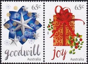 Se-tenant, Goodwill and Joy, Australia,  , Christmas, Presents / Gifts, Stars