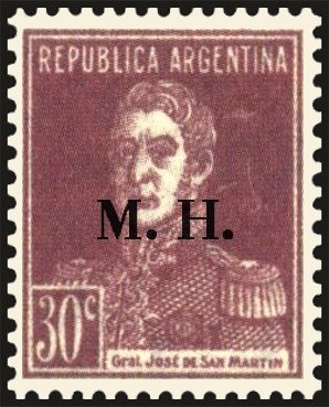 Stamp, José Francisco de San Martín (1778-1850), ovpt. "M.H.", Argentina,  , Famous People, Freedom Fighters, Generals, Heroes, Men, Revolutions