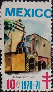 Stamp, San Diego - Mexico DF, Cinderellas,  , Monuments, Tuberculosis / TBC