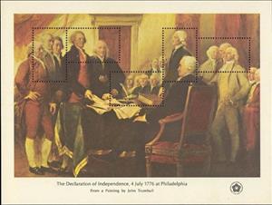 Souvenir Sheet, Declaration Of Independence, United States of America,  