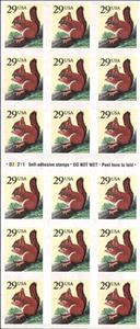 Booklet Pane, Red Squirrel (Sciurus vulgaris), United States of America,  , Animals (Fauna), Mammals, Rodents, Squirrels