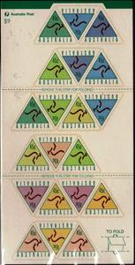 Booklet, Sheet Of 20, Australia,  , Stylized Animals, Triangle Stamps