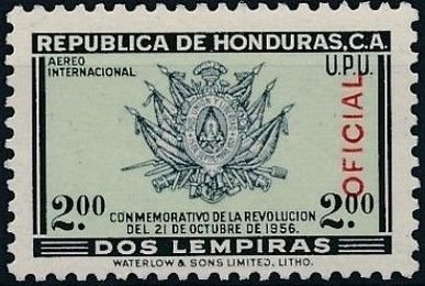 Stamp, Overprinted, Honduras,  , Coats of Arms