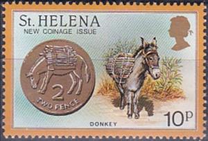 Stamp, Donkey, Saint Helena,  , Animals (Fauna), Coins, Donkeys, Mammals, Numismatics