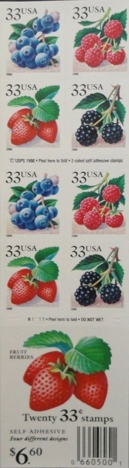 Booklet Pane, Fruit Berries, United States of America,  , Fruits, Plants (Flora)