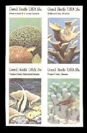 Se-tenant, Coral Reefs Block of 4, United States of America,  