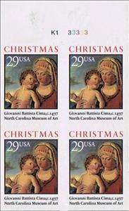Booklet Pane, Madonna and Child in a Landscape, by Giovanni Battista Cima, United States of America,  , Christmas, Paintings, Religion