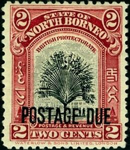 Stamp, Definitive of 1927/1928 with horizontal overprint, North Borneo,  