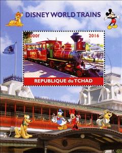 Souvenir Sheet, Disney World Trains, Cinderellas,  , Cartoons, Disney, Railways