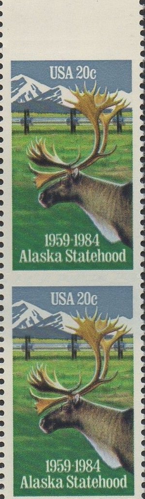 Se-tenant, Caribou (Rangifer tarandus caribou) and Pipeline, United States of America,  , Animals (Fauna), Petrochemical Industries