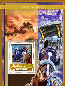 Souvenir Sheet, Horse transport, Maldives,  