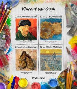 Mini Sheet, Vincent van Gogh (1853–1890), Maldives,  , Painters, Paintings