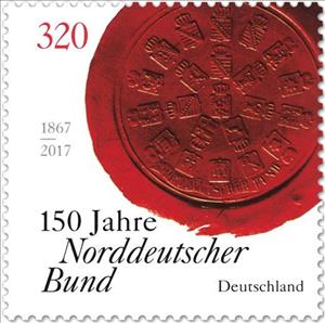 Stamp, 150 years North German Confederation, Germany, Federal Republic,  , Anniversaries and Jubilees, Seals (Emblems)
