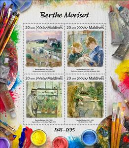 Mini Sheet, Berthe Morisot (1841-1895), Maldives,  , Painters, Paintings