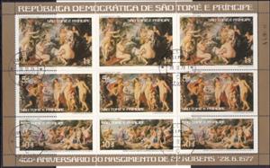 Mini Sheet, 400th Anniversary of the Birth of Peter Paul Rubens, São Tomé and Príncipe,  , Art, Famous People, Mythology, Nudes, Painters, Paintings