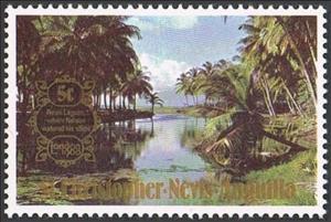 Stamp, Nevis Lagoon, Saint Kitts and Nevis,  , Landscapes