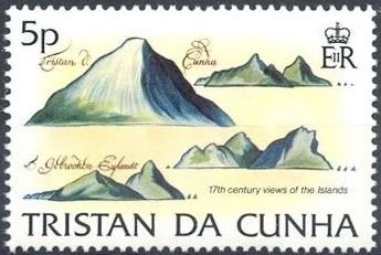 Stamp, 17th Cent. Views, Tristan da Cunha,  , Mountains