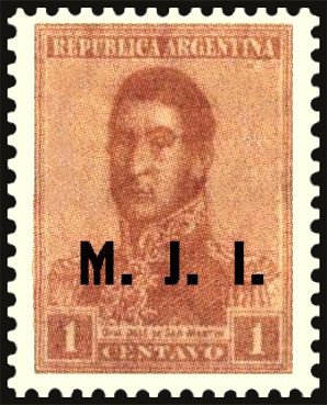 José de San Martín (1778-1850), overprinted M.J.I.