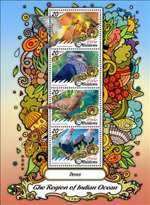 Mini Sheet, The Region of Indian Ocean: Doves, Maldives,  , Animals (Fauna), Birds, Pigeons