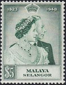 Stamp, Silver wedding jubilee of King George VI and Queen Elizabeth, Federal Malay States,  