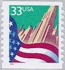 Stamp, Flag over City, United States of America,  , Flags