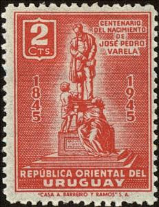 Stamp, Monument design of J.M.Barnes, Uruguay,  , Famous People