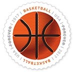 Stamp, Basketball, United States of America,  , Basketball, Round Stamps
