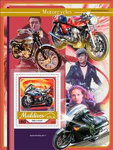 Souvenir Sheet, Motorcycles, Maldives,  
