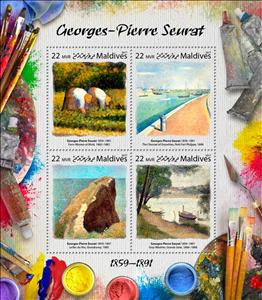 Mini Sheet, Georges-Pierre Seurat (1859–1891), Maldives,  , Painters, Paintings