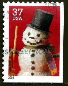Stamp, Snowman with Top Hat, United States of America,  , Snowmen