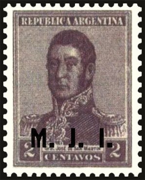José de San Martín (1778-1850), overprinted M.J.I.