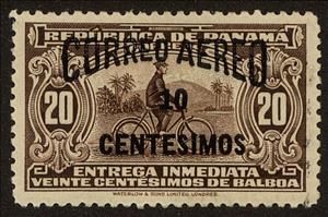 Stamp, The bicyclist (overprint), Panama,  , Cycling
