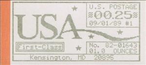 Stamp, Kensington, MD, Machine 82, United States of America,  , Letters (Alphabet), Numbers