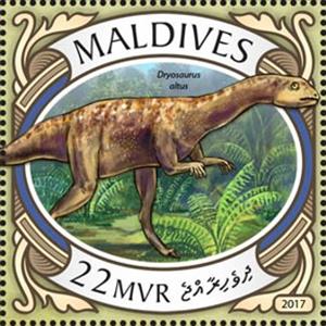 Stamp, Dryosaurus altus, Maldives,  
