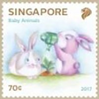 Stamp, Baby Bunnies, Singapore,  , Rabbits
