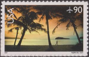 Stamp, Hagatna Bay, United States of America,  , Landscapes, Palm-trees, Coastal Areas