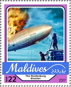 Stamp, The Hindenburg disaster, Maldives,  
