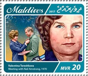Stamp, Meeting with Neil Amstrong, 1970, Maldives,  , Space Traveling