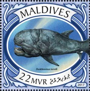 Stamp, Dunkleosteus terrelli, Maldives,  