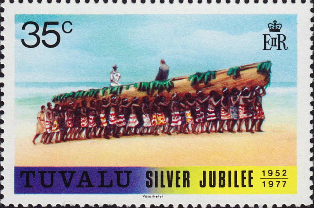 Prince Philip carried ashore at Vaitupu