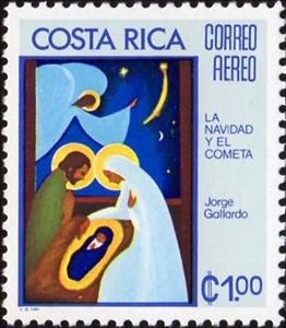 Stamp, Christmas and the comet, Costa Rica,  , Christmas, Comets, Stars
