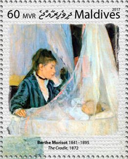 Stamp, "The Cradle" (1872), Maldives,  , Painters, Paintings