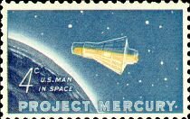 Stamp, Friendship 7 Capsule and Globe, United States of America,  , Outer Space, Satellites