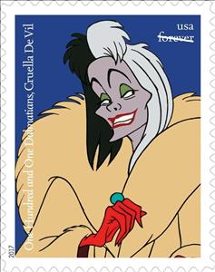 Stamp, Cruella De Vil (One Hundred and One Dalmatians, United States of America,  , Disney