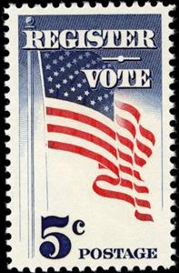 Stamp, Register and vote, flag, United States of America,  