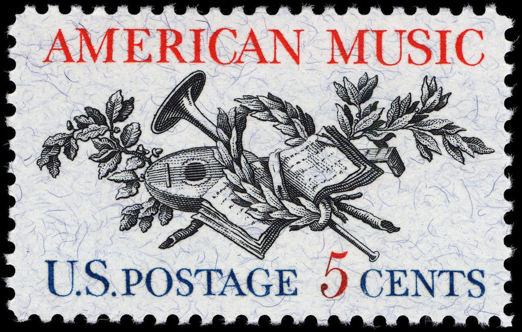 American Music - Lute, Horn, Laurel, Oak, and Music Score