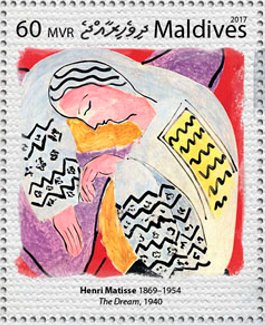 Stamp, "The Dream" (1940), Maldives,  , Painters, Paintings