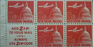 Booklet Pane, Jet Airliner over Capitol, United States of America,  , Aircraft, Monuments