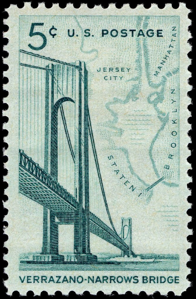 Verrazano-Narrows Bridge and Map of New York Bay